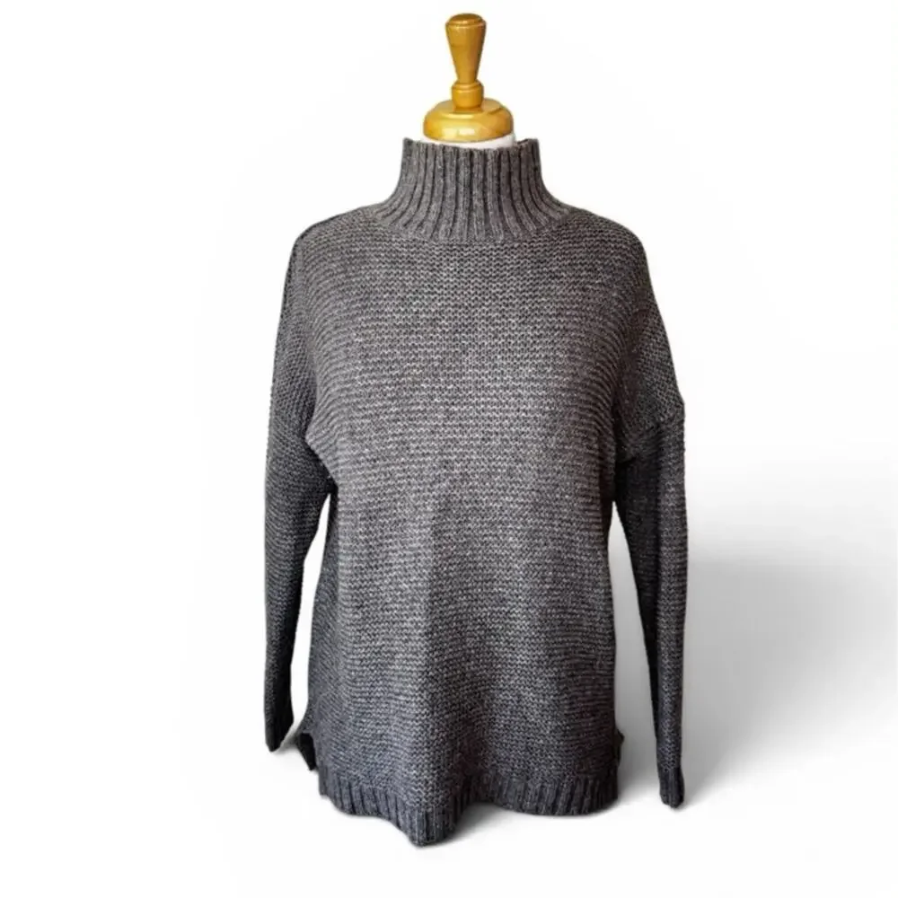 MARINE LAYER Chucky Wool Cotton Knit Turtleneck Sweater Dark Gray Size Small